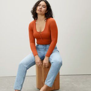 NWT Everlane The Henley Bodysuit Honey Size S